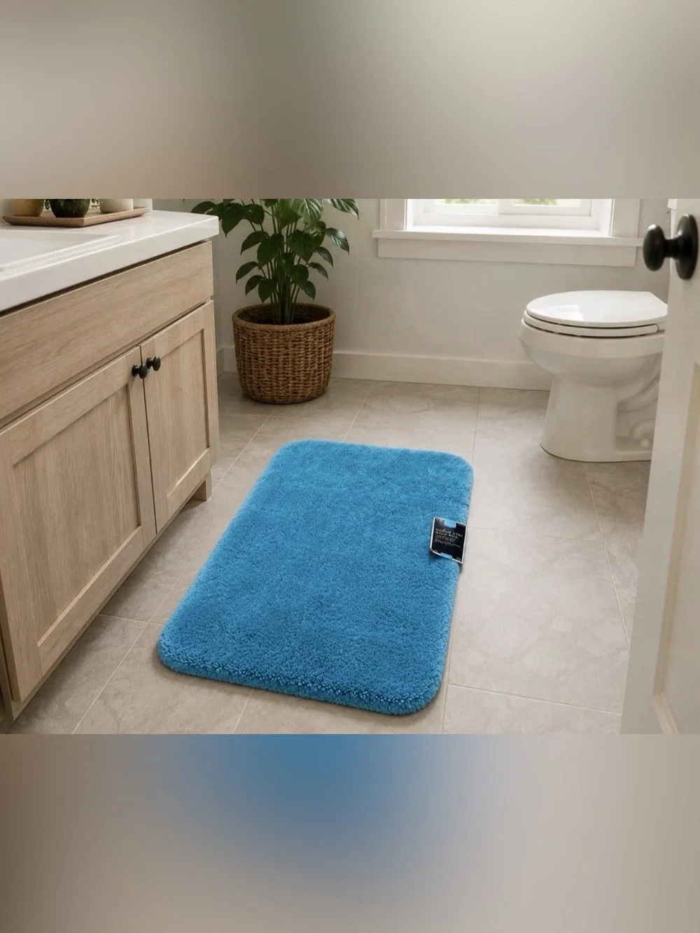 Set of 2 Plush Teal Blue Bath Rugs Non Slip Bathroom Mats 33x20 New